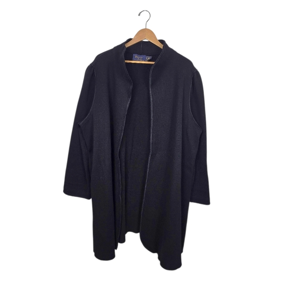 Bonnie Lee Jackets & Blazers - Vintage Bonnie Lee Leroy Black Wool Knit Car Coat Oversized Open Front